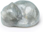 QINJIEJIE Cat Decor Statue White Labradorite Crystal Healing Stone Figurine by QINJIEJIE