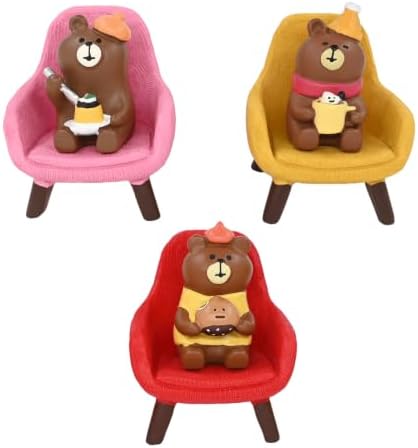 Mevodeata Bear Figurine Set of 6, 3 Bears on Mini Sofas, Chill Time by Unknown