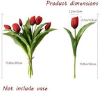 14 Pcs Real Touch Tulips Artificial Flowers Latex Stems Red - Image 2