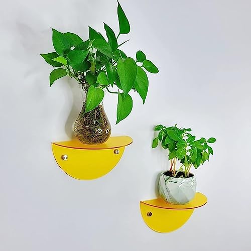 ROYALITA 2-Pack Small Acrylic Shelves Room Decor Floating Shelves, Yellow - Image 4