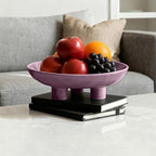Three-Leg Ceramic Fruit Bowl, 10 Inch Oval Serving Dish for Kitchen Counter, Candy or Key Holder, Home Decor Accent Purple - Image 3