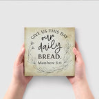 Inspirational Bible Verse Give Us This Day Our Daily Bread Wooden Box Sign Scripture Desk Decor Rustic Scripture Wood Block Plaque Box Sign for Home Office Shelf Table Decoration - Image 4