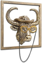 JJALIGHTS Exquisite Resin Animal Head Wall Sculpture (Gift Metal Frame) - Imitation Copper Vintage Decor for Living Room, Bedroom & Office | Decorative Wall Hanging Art (Bison) - Image 2