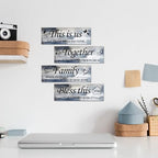Lnond 4 Pieces Blue and Grey Abstract Living Room Wall Decor, Motivational Home Family Rustic Wall Art Decor for Bedroom Living Room, Rustic Wooden Farmhouse Home Decor, 12 x 4 Inch - Image 5
