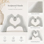 9.4" W White Heart Hands Sculpture, Modern Love Decor - Image 5