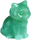 QINJIEJIE Green Aventurine Crystal Cat Figurines Healing Crystals Statue by QINJIEJIE