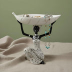 Lescafita African Woman Bowl Statue White Leaf Figurine - Image 2