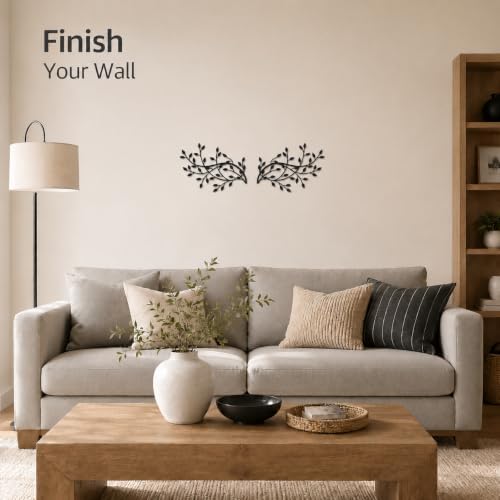Meltset Metal Tree Leaf Wall Decor, Vine Olive Leaf Branch Wall Art,Black Wrought Iron Artwork above The Bed, Living Room, Indoor and Outdoor (S/Black) - Image 6