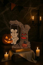 Dlfghos Halloween Skeleton Couple Figurine – Gothic Skeleton Swing Statue for Haunted House & Indoor Decor – Creepy Cute Spooky Tabletop Halloween Decoration for Horror Fans - Image 3