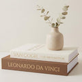 MAOBUYOU Decorative Storage Books Set of 2, Linen Cover, Gold Letters, Beige and Brown by MAOBUYOU
