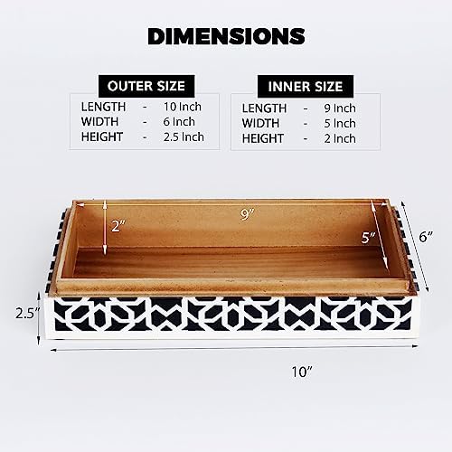 Handicrafts Home Black Large Decorative Storage Box with Lid, 10x6x2.5 In - Image 2