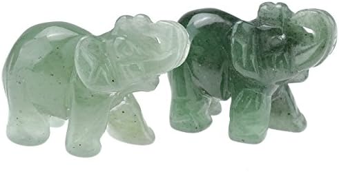 Jovivi Green Aventurine Crystal Elephant Figurines 1.5'' Green Room Decor by JOVIVI