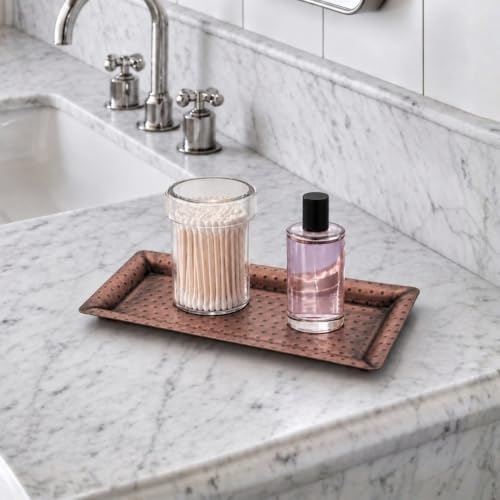 Monarch Abode Decorative Tray – 12-Inch Hand Hammered Antique Copper Metal Bathroom Tray Countertop Vanity Trays Organizer, Perfume Plate for Dresser, Kitchen Countertop Small Fruit Platter, Pack of 2 - Image 6
