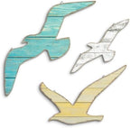 Putuo Decor 3pcs Seagull Wall Decor, Wooden Sea Bird Beach Wall Art, Ocean Home Decor Indoor Coastal Theme Wall Hanging for Bathroom Home Living Room Lake House by PUTUODECOR
