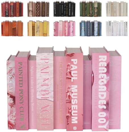 Pink Faux Books Set of 9 - Secret Compartment Fake Books Ideal for Coffee Table, Home Staging, Interior Design & Fashion Books, Beach House, Library Decor, Palm Beach Accessories by Unknown