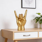 QIANLING 7.7" Gold Rock On Hand Statue, Modern Hand Gesture Sculpture, Rock Music Room Decor, Heavy Metal Party Accent Tabletop Figurine for Desk, Bookshelf, Mantel & Home Office - Image 5