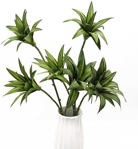 Artificial Dracaena Plant, Faux Branches Plastic Leaves 18.5 Inch Greenery Stems Bushes Fake Simulation 3D Leaf Shrubs Twigs for Home Garden Decor Vase Office Wedding Party DIY Decoration Green 2 Pack - Image 2