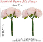 2 Bouquet 10Heads Artificial Fake Peony Flowers Silk Faux Flower for Home Office Party Wedding Decorations - Image 2