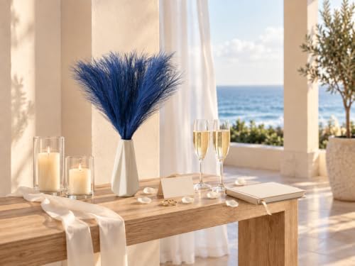 Mandy's 20 Stems Royal Blue Silk Pampas Grass Bouquet - Image 7