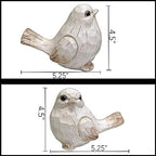 KiaoTime Farmhouse Bird Decor Resin Bird Figurines - Set of 2, Vintage & Modern Bird Decor Statue for Home Decor Accents, Cottage Bird Ornaments Decoration New White Carved Rustic Bird Figurine - Image 6