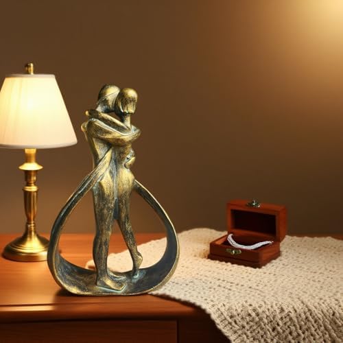 Resin Couple Modern Sculptures Home Decor Romantic Gift for Weddings Valentine's Day and Anniversaries Decoration Figurine for Girlfriend, Bridal Shower, Engagement (Bronze) - Image 4