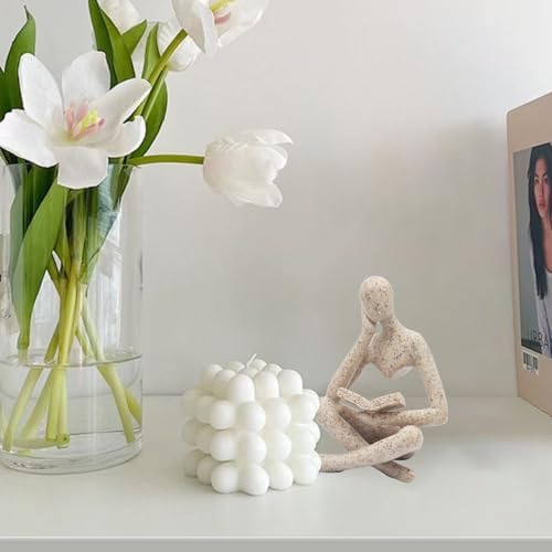 Jinkoozz Reading Women Statue, Thinker Sculptures, Abstract Art Ornament, Modern Aesthetic Figurine Decoration, Suitable for Home Living Room Bedroom Office Shelf Table Desk Bookshelf Decor - Image 3