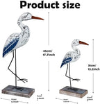 Wooden Seagull Statues Nautical Decor, Large Sea Bird Decoration for Home Coastal Beach Ocean Table Display - Image 3