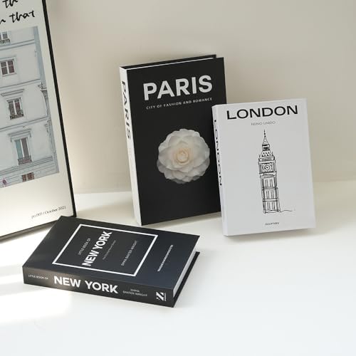 3 PCS Faux Decorative Books for Home Decor-Coffee Table Books Decor-Aesthetic Fake/Faux Books for Decoration,libros Decoration for Coffee Table, Shelf Accessories (3-Mix-Paris Newyork London) - Image 3