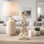 Palimanan Stone Stacked Ring Sculpture Ornament for Home, Bathroom and Room Decor - Decorative Accent for Office Shelf or Coffee Table Display - Figurine Styling for Living Room - 21", Ivory - Image 2