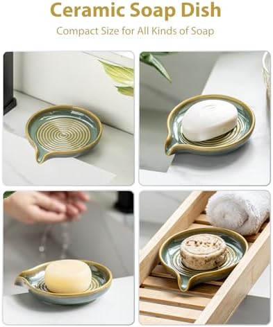 Zoeeker Ceramic Soap Dish, Self Draining Soap Holder Round Bar Soap Dish - Image 6