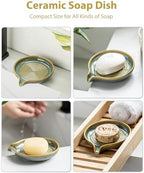 Zoeeker Ceramic Soap Dish, Self Draining Soap Holder Round Bar Soap Dish - Image 6