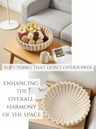 Ruffle Decor Large Decorative Bowl,fruit bowl kitchen stone bowl,bowl decor,Trendy home decor large Stylish Key Bowl for Entry Table - Image 7