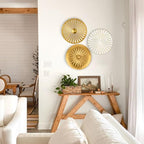 Briful 12" Wall Décor Pack of 3 Metal Gold & White Washed Starbursts Radial Plate Wall Art Modern Accent Hanging Wall Decorations For Home Office Bedroom Or Living Room Wall Sculptures - Image 6