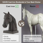 Horse Decorative Bookend Vintage Cast Iron Decor Heavy Book Ends Door Stop Unique Horse Head Statues Home Decor, Ideal for Reading Room Living Library Office Shelf Desk Decor - Image 5