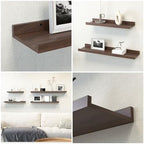 RICHER HOUSE 5-Set Floating Shelves with Lip, Walnut Wall Mounted Shelf - Image 6