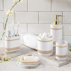 RQYIXI Ceramic Bathroom Accessories Set,White,5 Piece,Rhinestone Design - Image 4