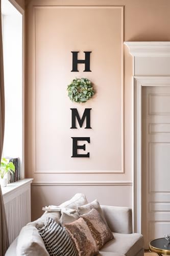 Mkono Home Sign Wall Decor, Farmhouse Wood Letters Eucalyptus for O, Black - Image 2