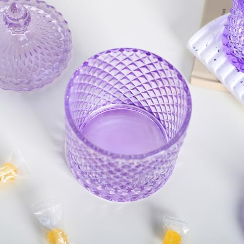 Sizikato Diamond Faceted Glass Candy Jar with Lid, 18oz Purple Decorative Jar, Nut Jar, Dried Fruit Storage Jar. - Image 6
