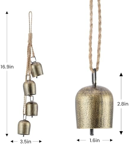 Christmas Bells,Vuskly Gold Bells Metal Hanging Bells with Jute Rope - Image 4