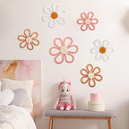 Barydat 6 Pcs Daisy Nursery Decor Retro Flower Pink, Brown, White - Image 6