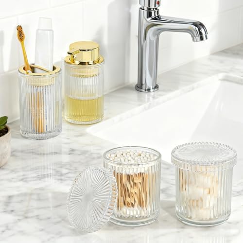 4pcs Clear Glass Bathroom Accessories Set - Image 2