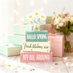 Spring Decoration Wooden Tiered Tray Decor – Rustic Hallo Spring Stacked Block Sign with Daisy Flower Topper – Farmhouse Tabletop Spring Decor for Living Room Shelf Kitchen Coffee Bar Seasonal Home Display - Image 5