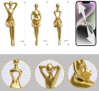 Quoowiit Gold Decor Thinker Statue Decor Book Shelf Decor, Abstract Statue Ornament Office Decor Modern Home Decor Decorations for Living Room Collectable Figurines Coffee Table Decor 3 Piece - Image 4