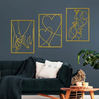 3 Pieces Metal Minimalist Line Wall Art, Love Heart Metal Wall Decor - Image 2