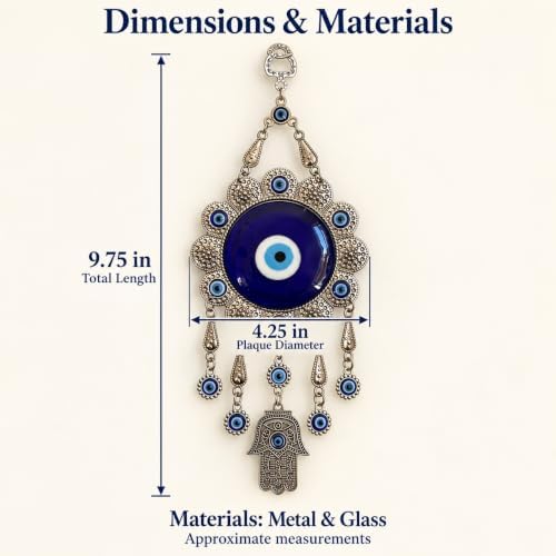Blue Evil Eye Hamsa Hand Wall Hanging Ornament Decor, Sunflower Design - Image 2