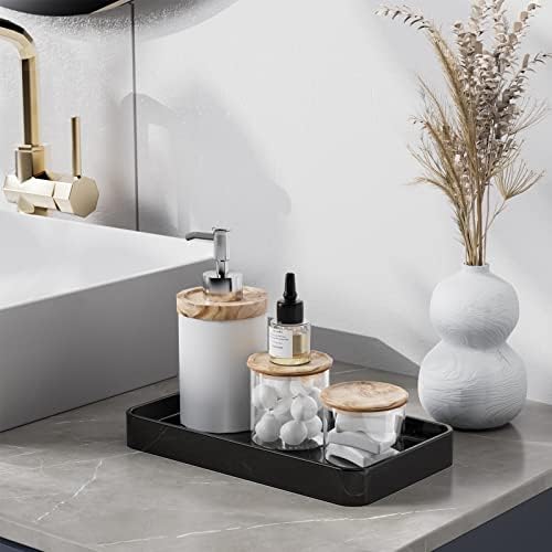 Gurygo Vanity Tray for Bathroom, 10" Ceramic Soap Dispenser Tray for Kitchen Counter, Bathroom Trays for Counter, Kitchen Tray for Soap Bottles (Black, Set/1)… - Image 7