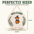 Highland Cow Decor with Seasonal Accents, Interchangeable Welcome Sign for Front Door, 8.8 Inch Welcome Porch Sign, Fall & Halloween Welcome Sign for Home - Image 2