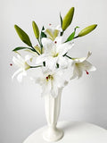 JINWOE 2 Pcs White Stargazer Lily Artificial Flowers, 28" Long Stem Faux Latex Tiger Lily for Home Garden Kitchen Table Flower Arrangement Decor by JINWOEArtificialFlowers