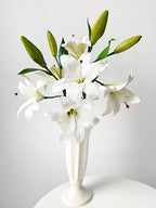 JINWOE 2 Pcs White Stargazer Lily Artificial Flowers, 28" Long Stem Faux Latex Tiger Lily for Home Garden Kitchen Table Flower Arrangement Decor by JINWOEArtificialFlowers