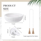 Novabright Farmhouse Wooden Bowl Set with Chain Beads, White - Image 2